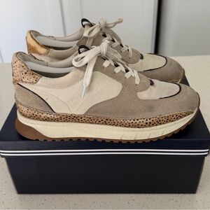 Madewell Women’s Kickoff Trainer Beige and Tan leather Suede Athletic Sneakers